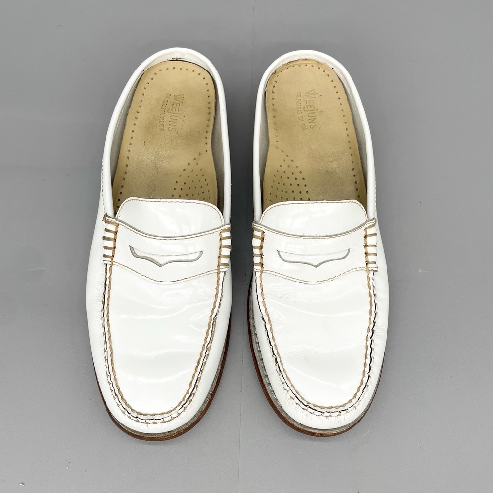 GH Bass Weejuns Womens 8 M Peggy Penny Loafer Mule Sandals Shoes White Leather